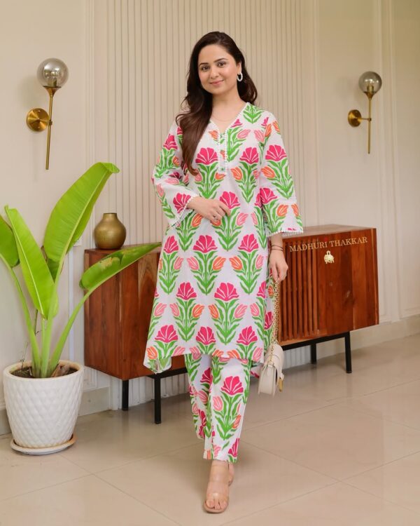 লেইস কুর্তি টুপিস সবুজ - Image 5