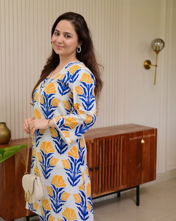 লেইস কুর্তি টুপিস নীল - Image 3